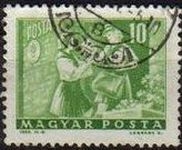 Hungria 1964 Scott 1528 Sello Servicio Postal Niña Pionera y Mujer con Carta usado Magyar Posta M-2016 Ungarn Hungary Hongrie Ungheria Hongarije 